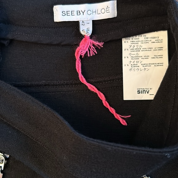 NEW Authentic See By Chloé Zippered Scalloped Black Flare Mini Skirt A-Line - Picture 8 of 10